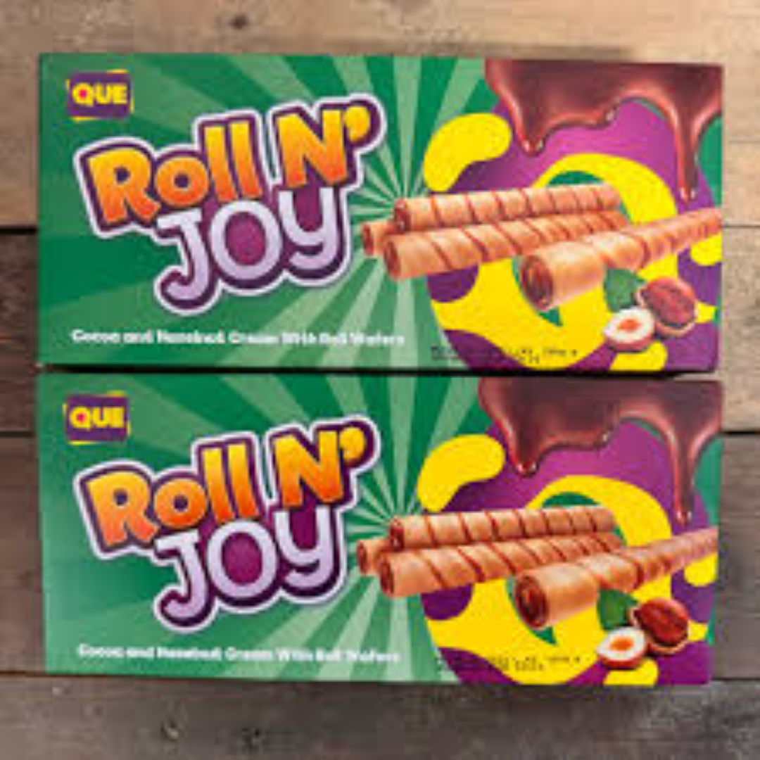 QUE ROLL N JOY COCOA N HAZELNUT WAFER ROLL 100G